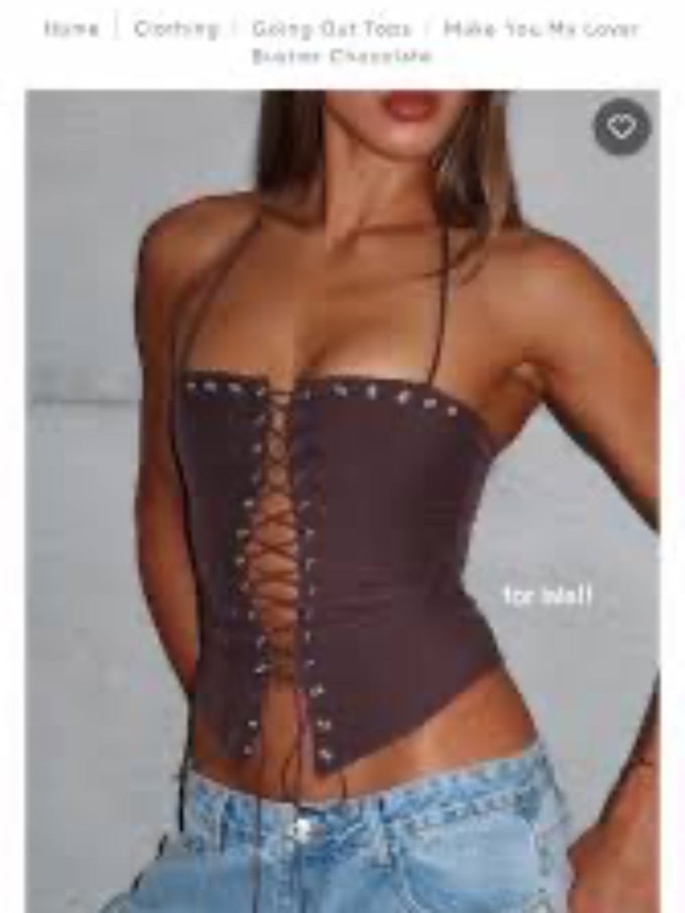 Brown lace up bustier top